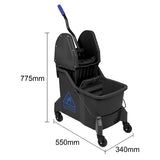 Jantex Two-Compartment Mop Bucket and Wringer Blue 30Ltr