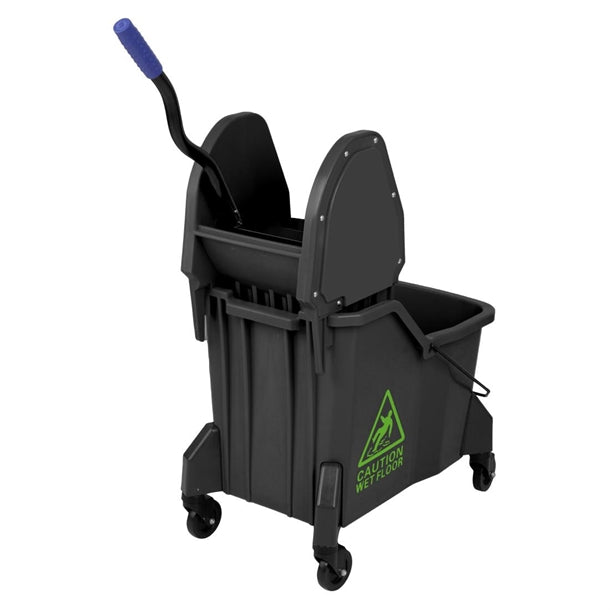 Jantex Two-Compartment Mop Bucket and Wringer Green 30Ltr