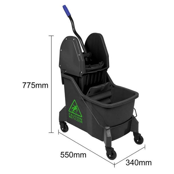 Jantex Two-Compartment Mop Bucket and Wringer Green 30Ltr