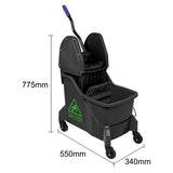 Jantex Two-Compartment Mop Bucket and Wringer Green 30Ltr