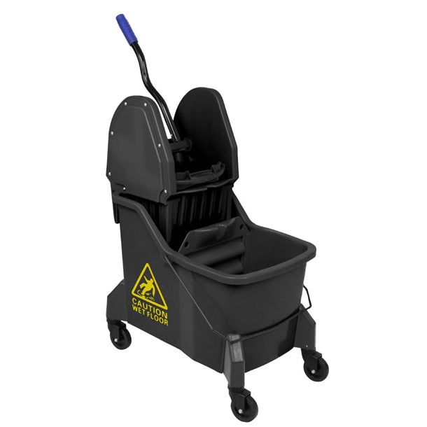 Jantex Two-Compartment Mop Bucket and Wringer Yellow 30Ltr