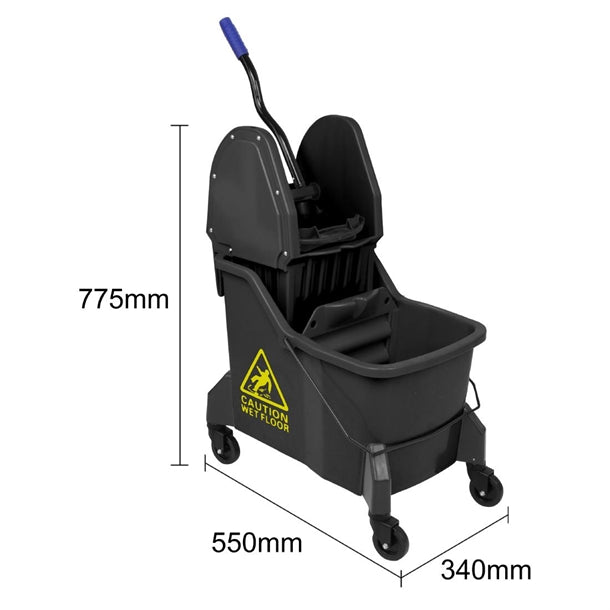 Jantex Two-Compartment Mop Bucket and Wringer Yellow 30Ltr