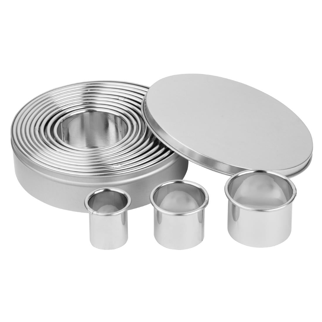 Vogue Stainless Steel Round Plain Cutters (12 Pack)