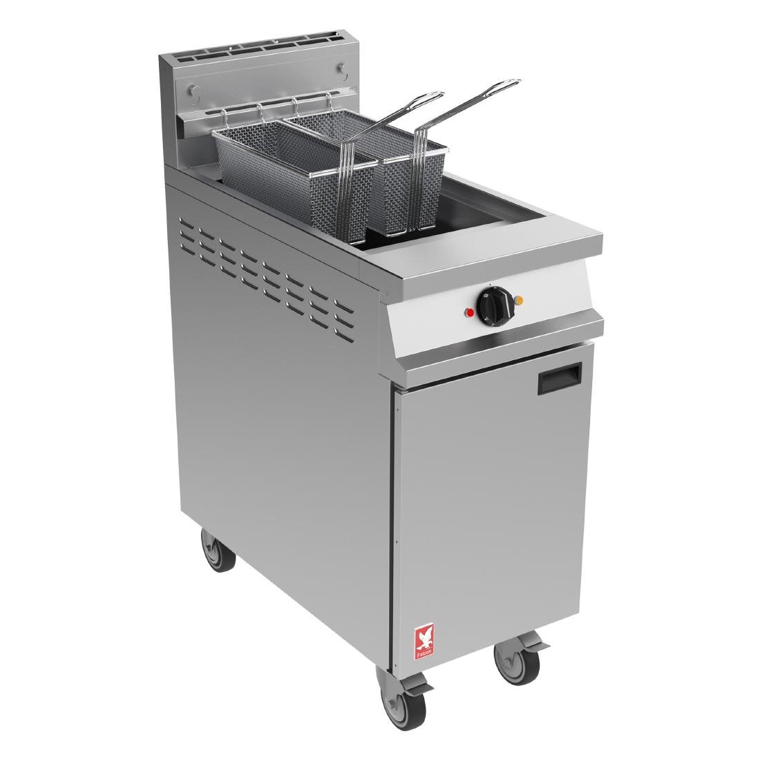 Falcon Dominator Plus G3840 Single Pan Twin Basket LPG Fryer on Castors
