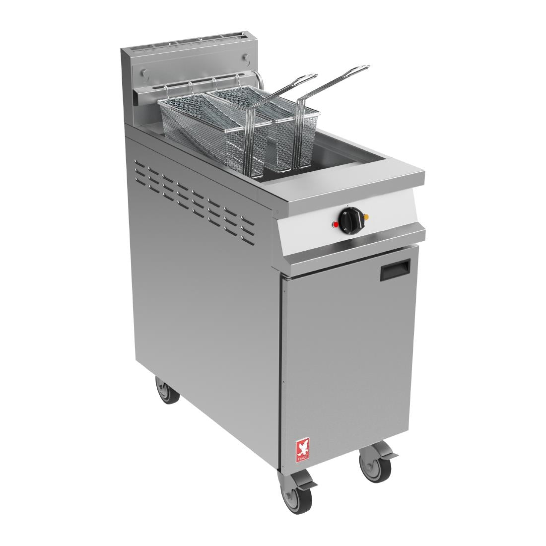 Falcon Dominator Plus G3840F Single Pan Twin Basket LPG Filtration Fryer on Castors