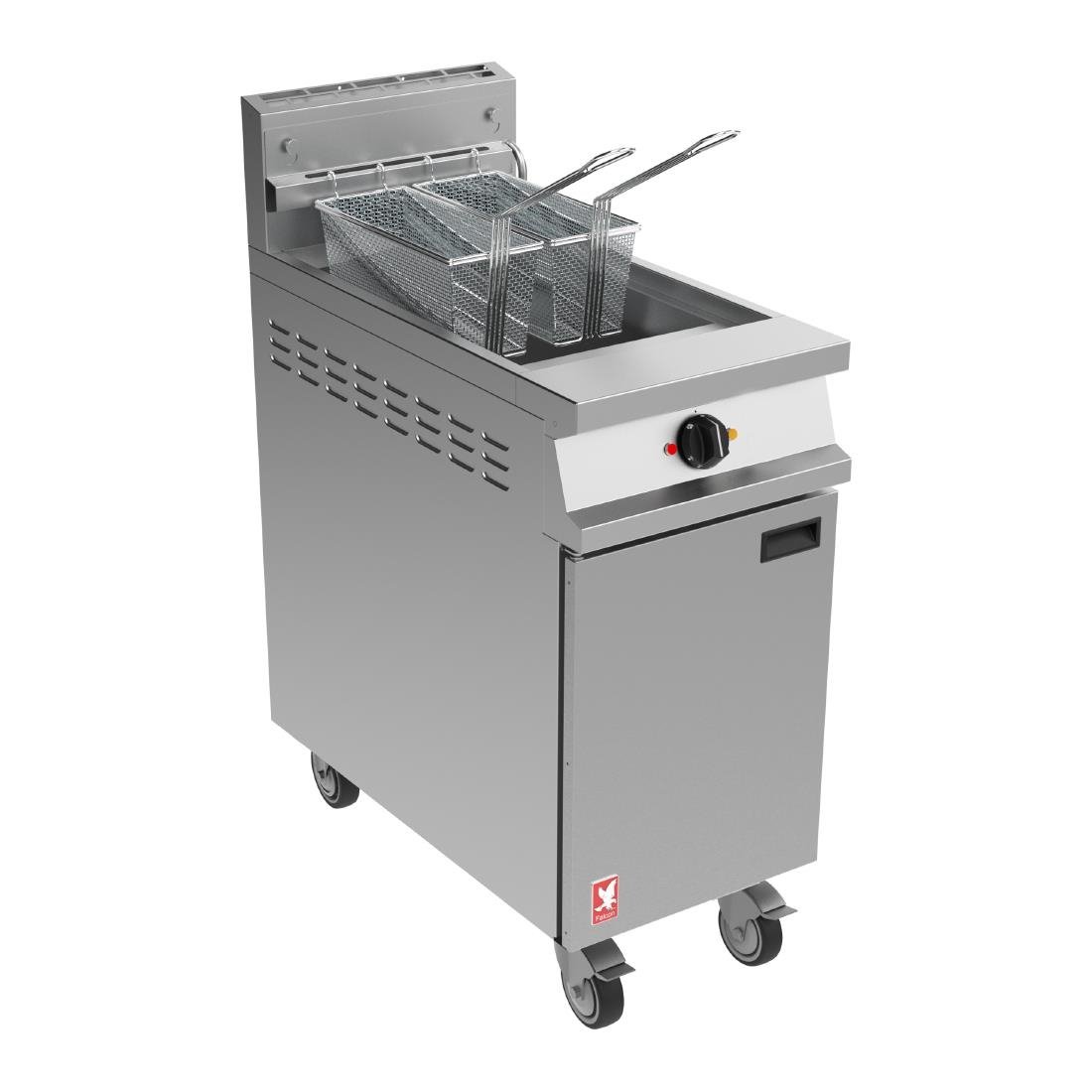Falcon Dominator Plus G3840F Single Pan Twin Basket Nat Gas Filtration Fryer on Castors
