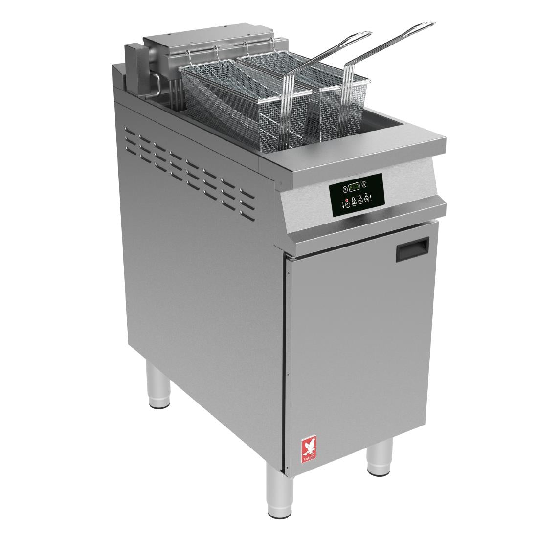 Falcon Dominator Plus E3840FP Single Pan Twin Basket Programmable Electric Filtration Fryer on Feet