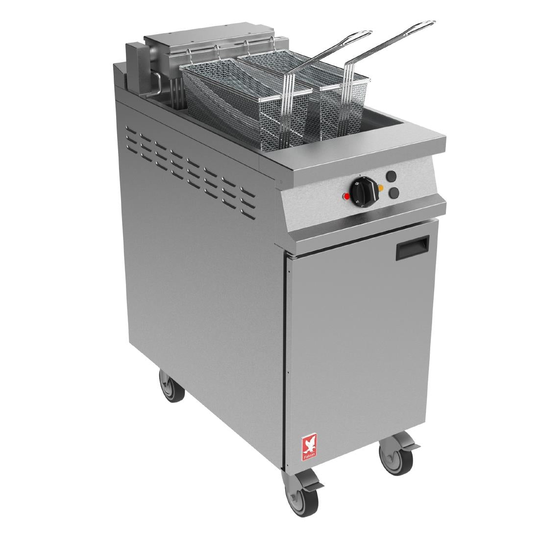 Falcon Dominator Plus E3840FX Single Pan Twin Basket Electric Filtration Angel Fryer on Castors