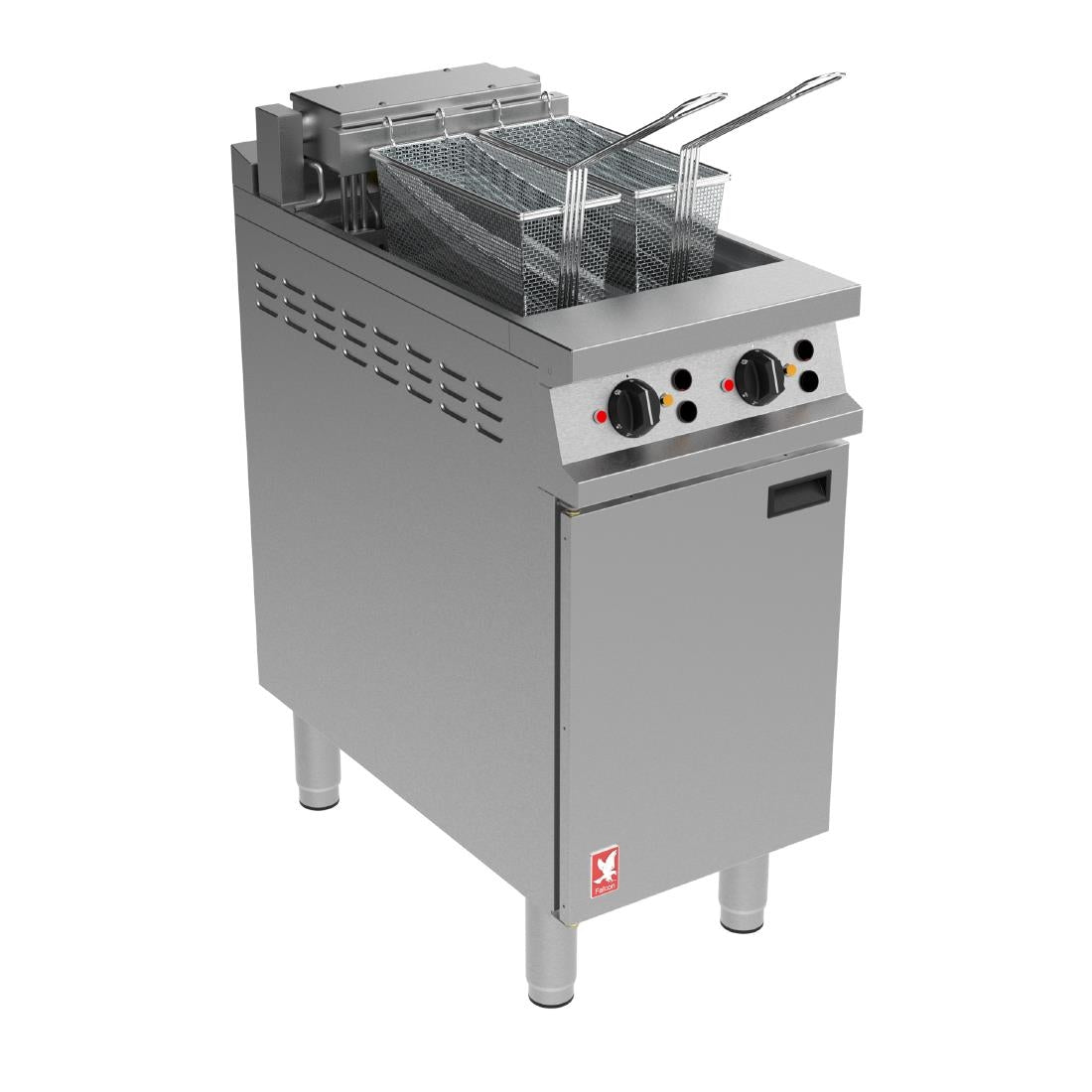 Falcon Dominator Plus E3845F2X Twin Pan Electric Twin Filtration Angel Fryer on Feet