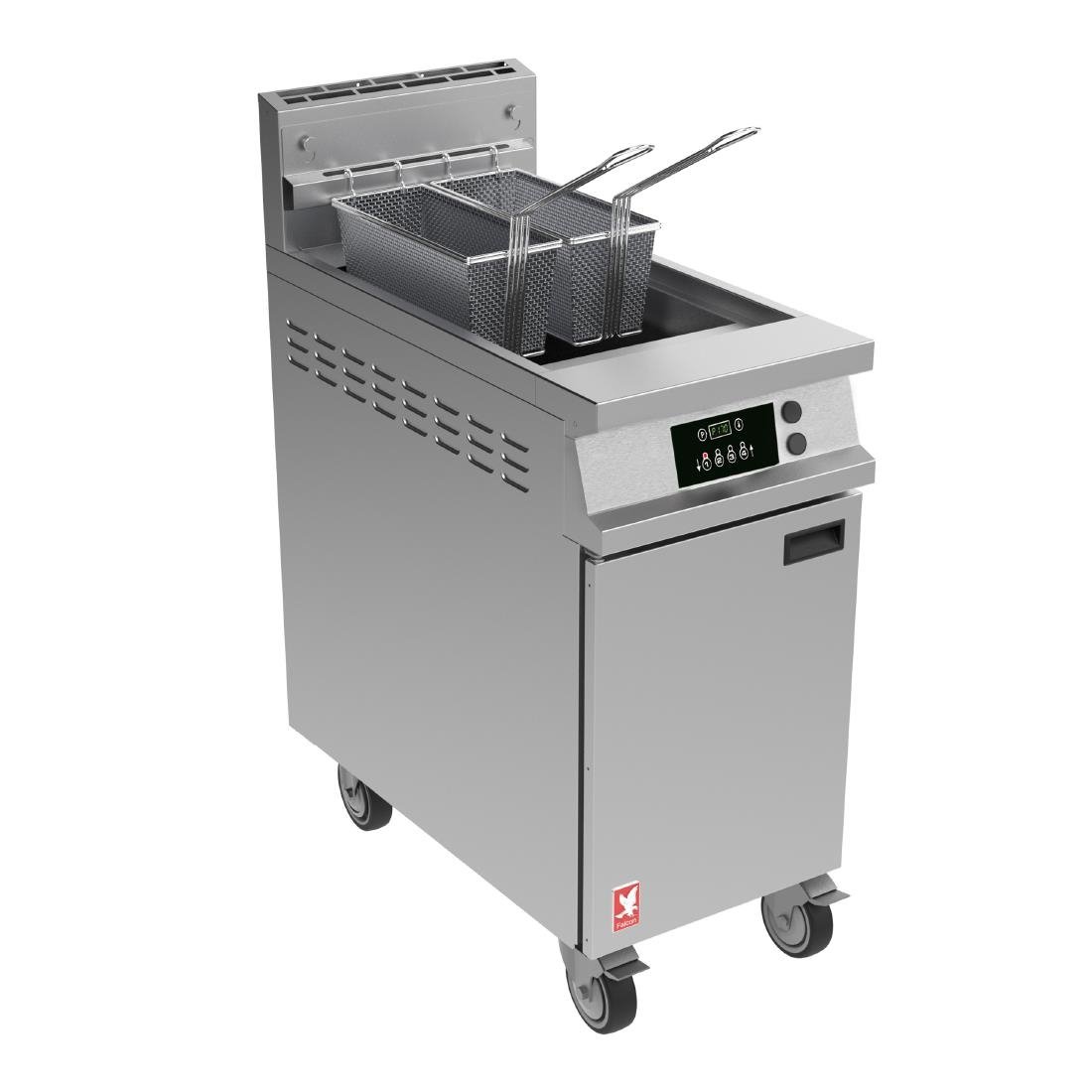 Falcon Dominator Plus G3840XP Single Pan Twin Basket Programmable Nat Gas Angel Fryer with Castors