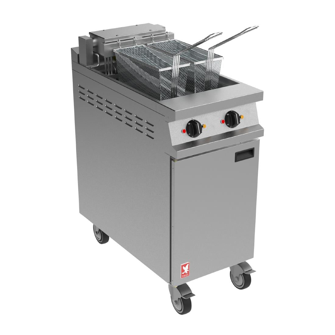 Falcon Dominator Plus E3845 Twin Pan Electric Fryer on Castors