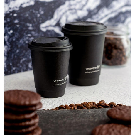 Vegware 79-Series CPLA Hot Cup Lids Black (1000 Pack)