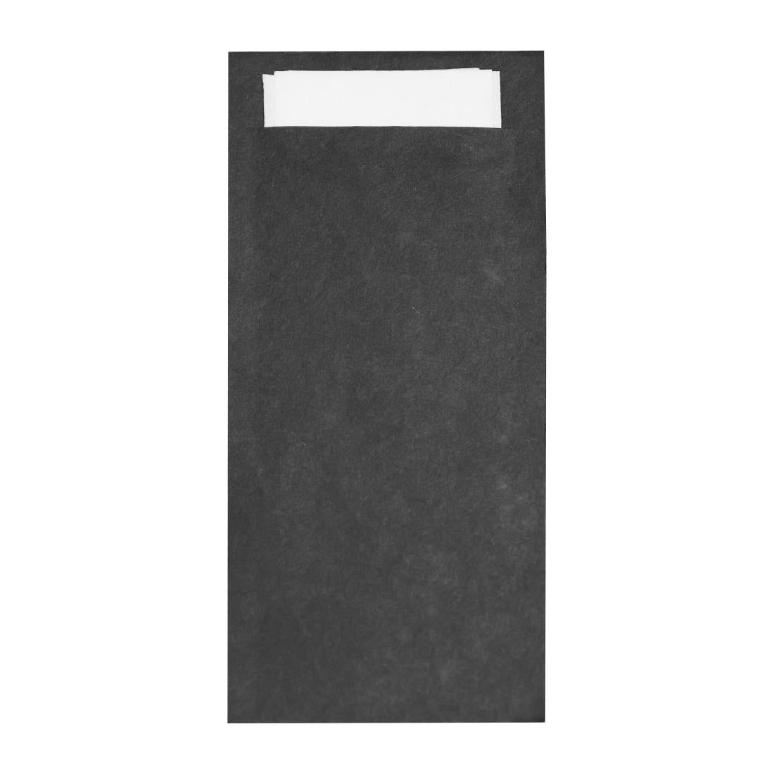 Fiesta Recyclable Paper Cutlery Pouches Black (250 Pack)