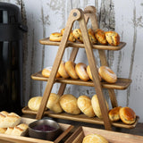 Olympia Acacia Wood 3-Tier Serving Trays with Display Stand
