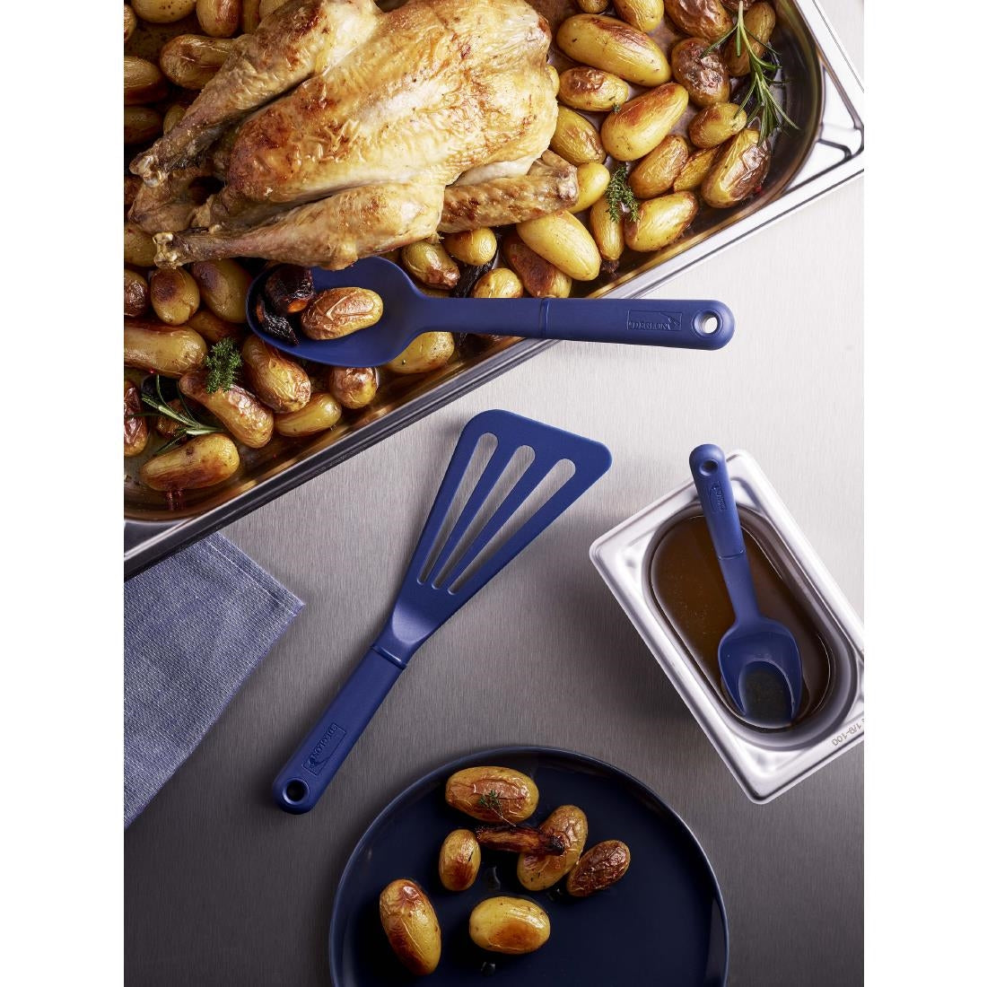 Deglon Blue Flexible Slotted Spatula 280mm