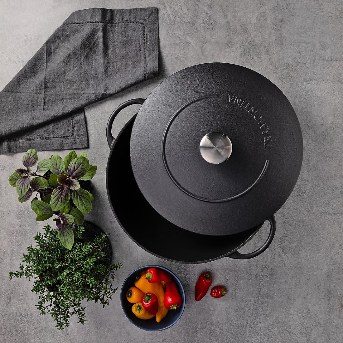Tramontina Enamel Cast Iron Wok 32cm