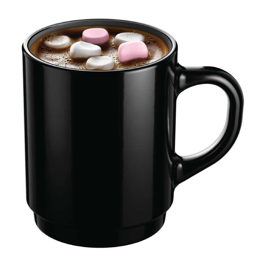 Arcoroc Opal Stackable Mugs Black 250ml (6 Pack)