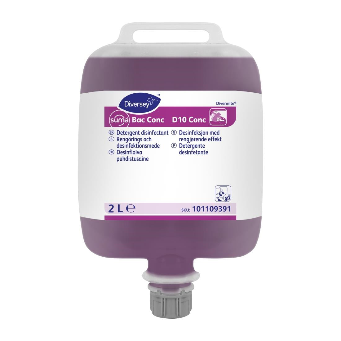 Diversey Suma Bac Conc D10 Concentrated Detergent Disinfectant 2Ltr