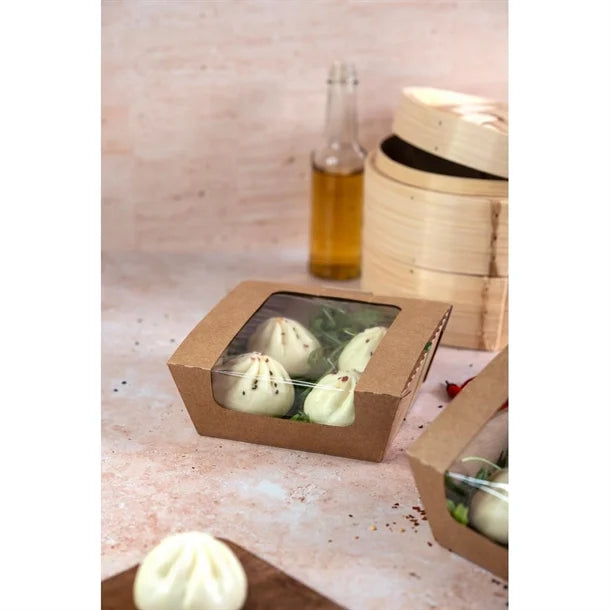 Vegware Microflute Hinged Hot Box with Window 6x6" (210 Pack)