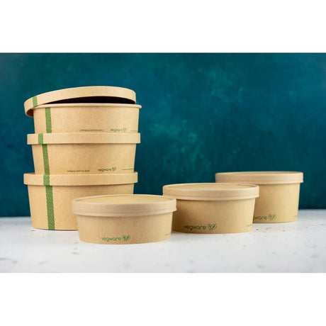 Vegware Round Paper Lid Kraft 150-Series (Pack 300)