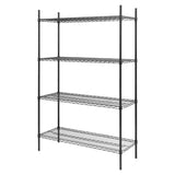 Nisbets Essentials Flat Pack 4 Shelf Unit Black Epoxy Coated 1830x1220x460mm