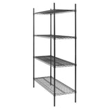 Nisbets Essentials Flat Pack 4 Shelf Unit Black Epoxy Coated 1830x1220x460mm