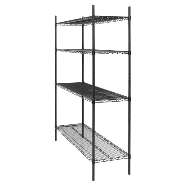 Nisbets Essentials Flat Pack 4 Shelf Unit Black Epoxy Coated 1830x1510x460mm