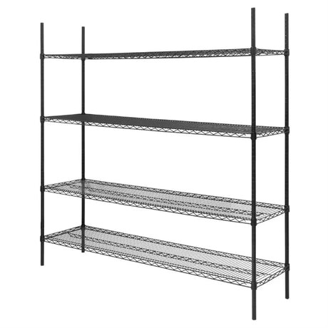 Nisbets Essentials Flat Pack 4 Shelf Unit Black Epoxy Coated 1830x1820x460mm