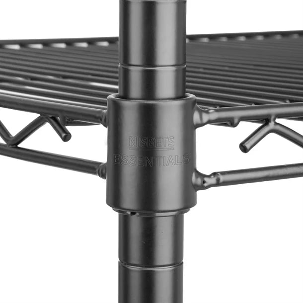 Nisbets Essentials Flat Pack 4 Shelf Unit Black Epoxy Coated 1830x1820x460mm