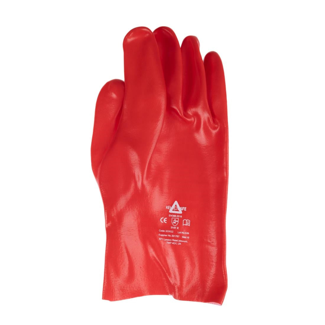 KeepSAFE PVC Coated Gauntlets Red 27cm Size 10 (12 Pack)