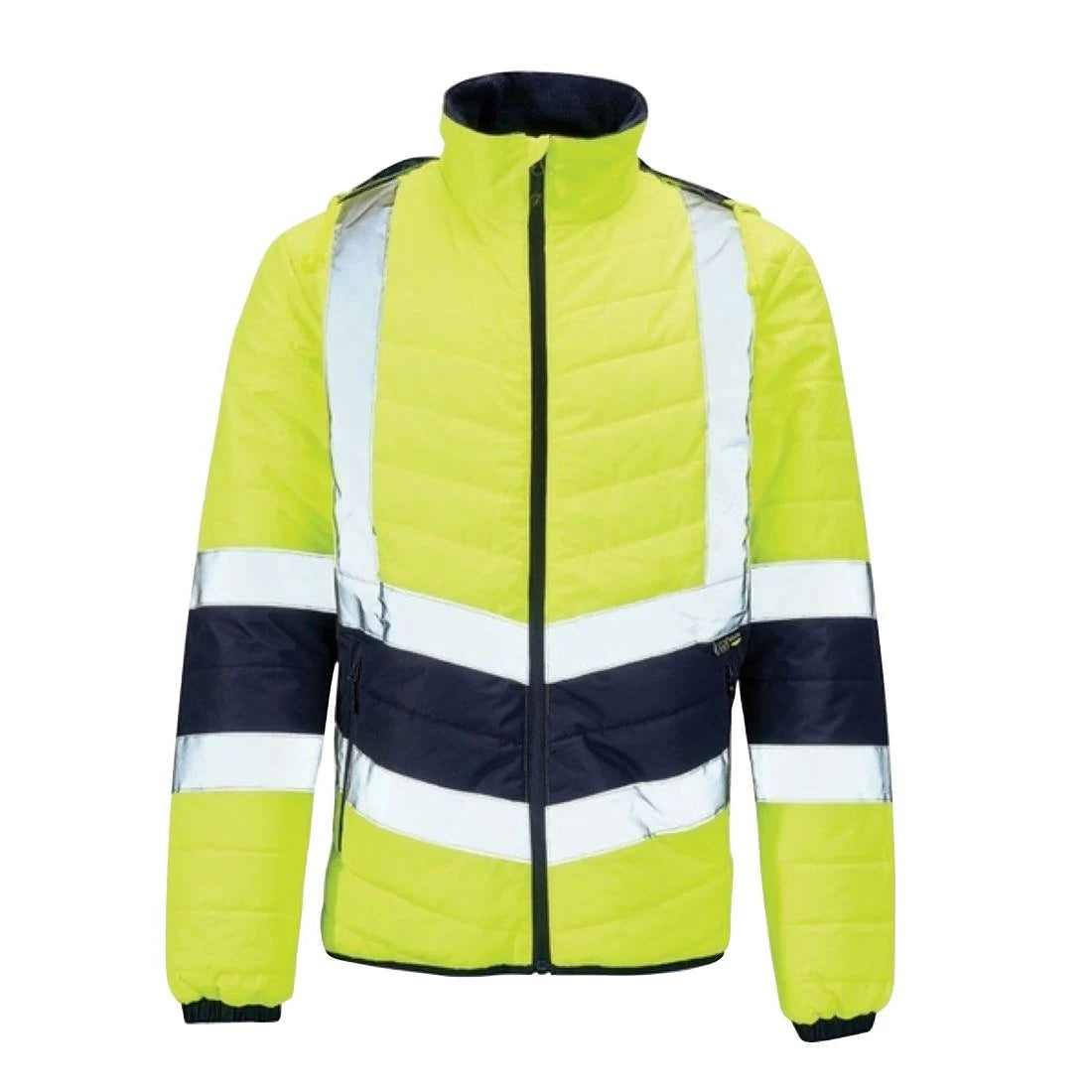 KeepSAFE Hi Vis Full Zip Puffer Jacket Two Tone Yellow/Navy M
