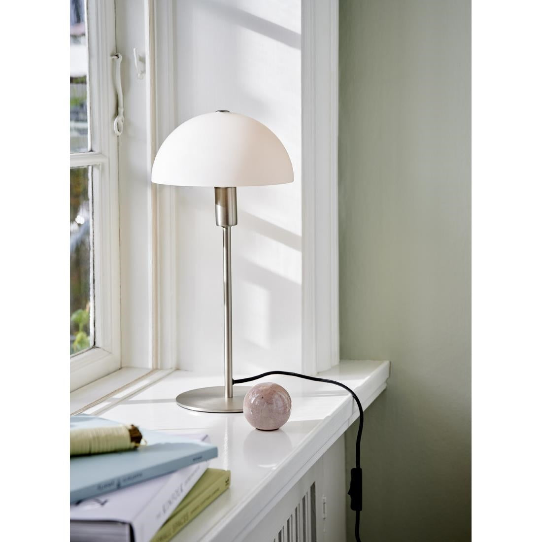Nordlux Ellen 20 Indoor Table Lamp Brushed Steel, Glass Shade