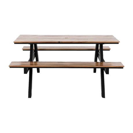 Bolero Acacia Rectangular Picnic Table Bench Set