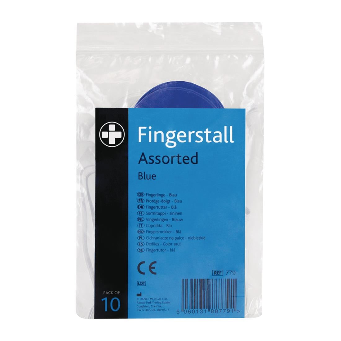 Reliance Medical Fingerstalls Assorted Sizes Blue (10 Pack)