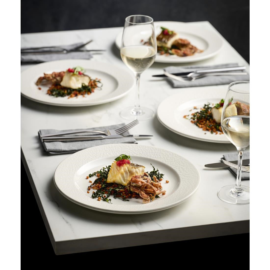 Churchill Viana Rimmed Bowls White 249ml (12 Pack)