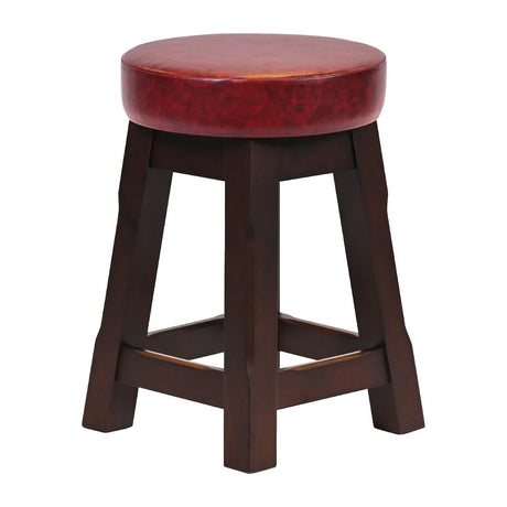 Everyday Wessex Dark Walnut Low Stool with Bison Bordeaux Seat (2 Pack)