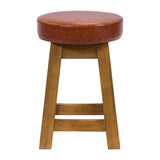 Everyday Wessex Weathered Oak Low Stool with Bison Tan Seat (2 Pack)