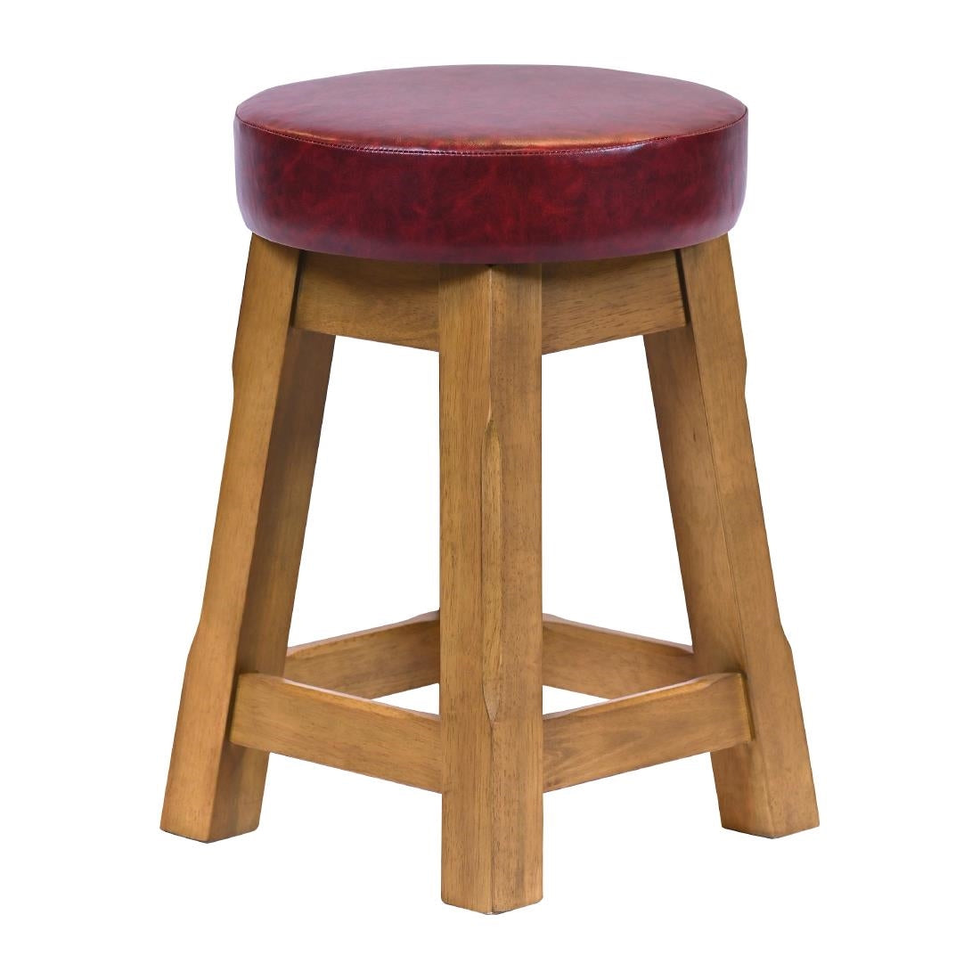 Everyday Wessex Weathered Oak Low Stool with Bison Bordeaux Seat (2 Pack)