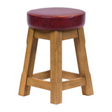 Everyday Wessex Weathered Oak Low Stool with Bison Bordeaux Seat (2 Pack)