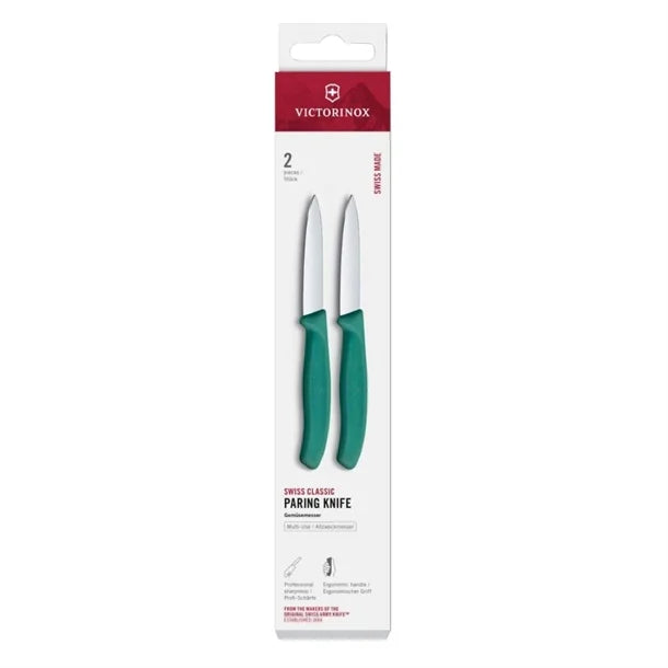 Victorinox Swiss Classic Paring Knife Straight Pointed Green 19cm (Pack 2)