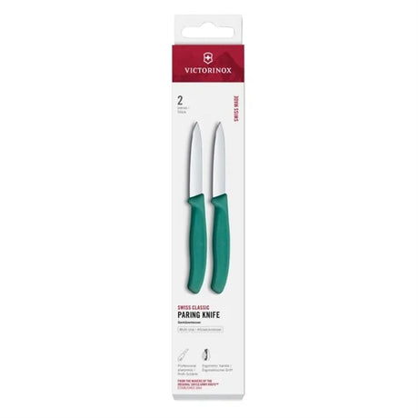 Victorinox Swiss Classic Paring Knife Straight Pointed Green 19cm (Pack 2)