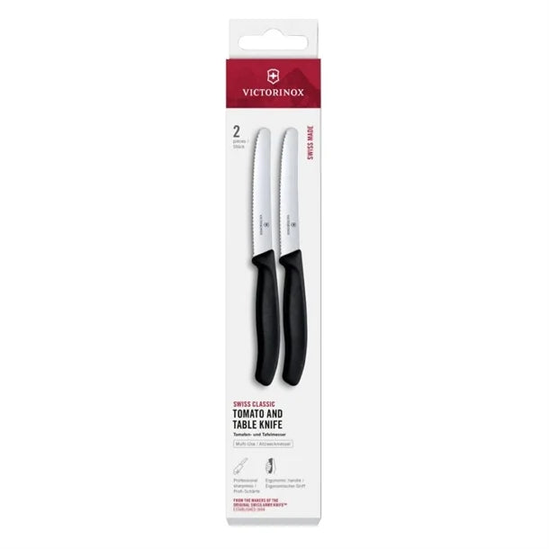 Victorinox Swiss Classic Tomato & Table Knife Wavy Black 22cm (Pack 2)