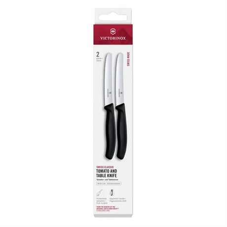 Victorinox Swiss Classic Tomato & Table Knife Wavy Black 22cm (Pack 2)