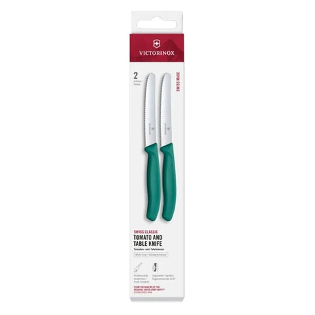 Victorinox Swiss Classic Tomato & Table Knife Wavy Green 22cm (Pack 2)