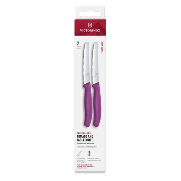 Victorinox Swiss Classic Tomato & Table Knife Wavy Purple 22cm (Pack 2)