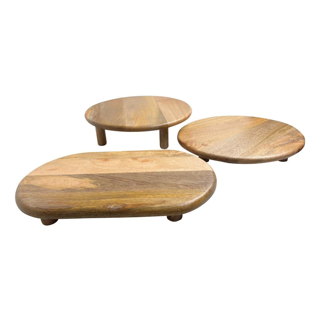Olympia Mango Wood Rounded Rectangular Display Stand with Legs 350x220mm