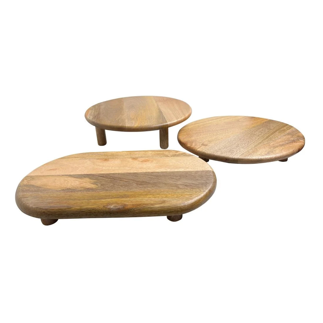 Olympia Mango Wood Round Display Stand with Legs 300x80mm