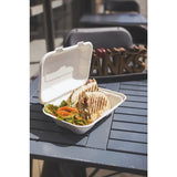 Vegware Nourish Moulded Fibre Clamshell Takeaway Boxes 9x6" (200 Pack)