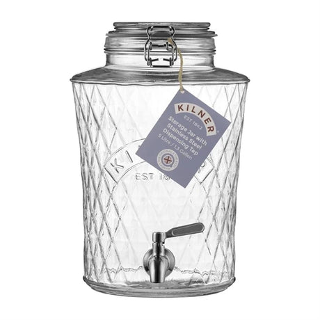 Kilner Clip Top Diamond Dispenser with Stainless Steel Tap 5Ltr