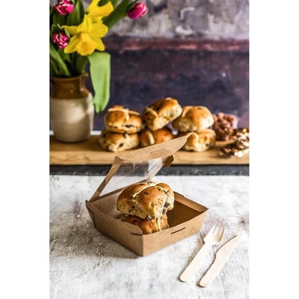 Vegware Salad Boxes with Window Kraft Medium 650ml (300 Pack)